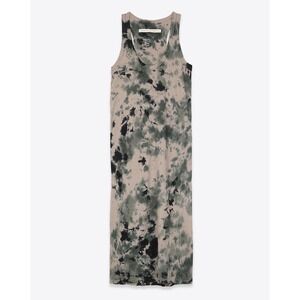 Raquel Allegra Tank Maxi Dress 0 XS Green Tie Dye Racerback 100% Cotton Boho